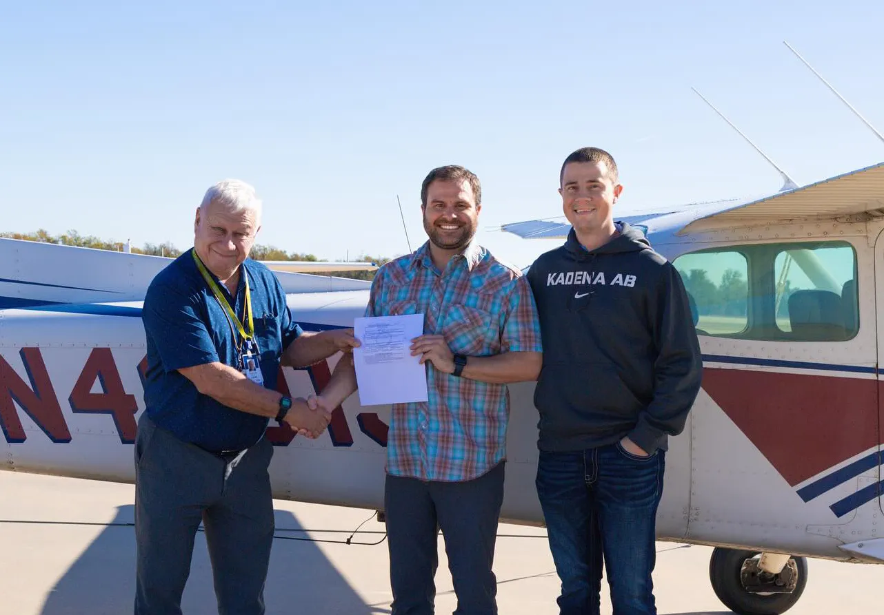 Jordan Saxton passed his commercial pilot exam