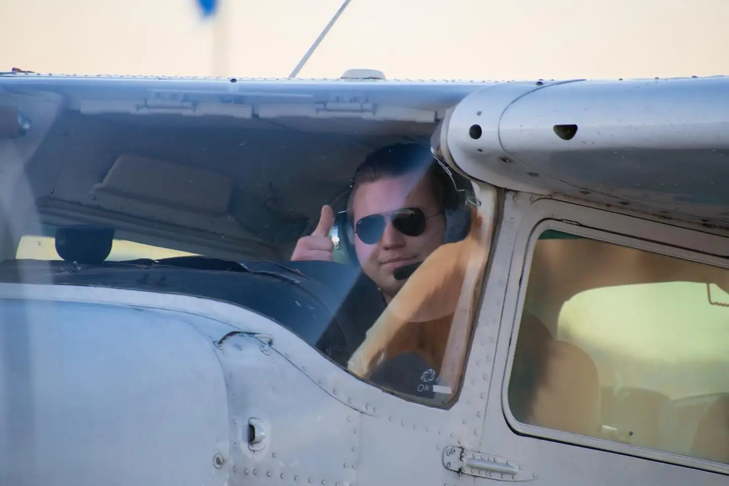 Student pilot in a Cessna before a training flight at Alto Flight Academy